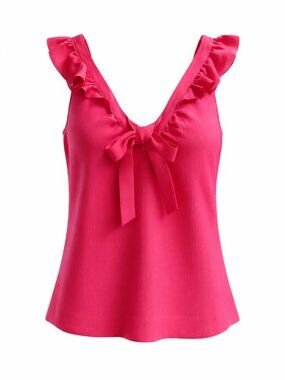 Anthropologie Sanctuary Silk Blouse Pink Ruffle Tie Front Top Size L